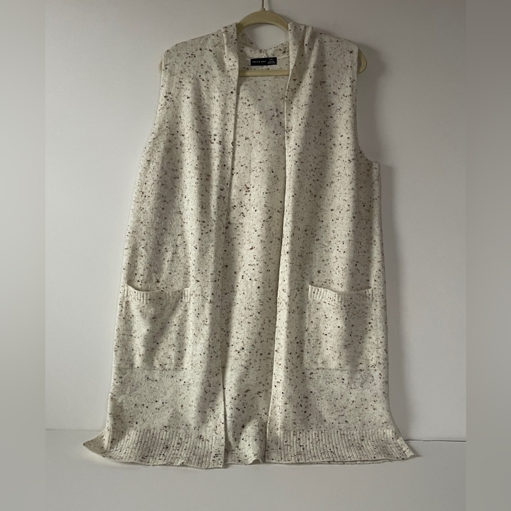 Verve Ami Women’s Speckled Hooded Sweater Vest. Medium